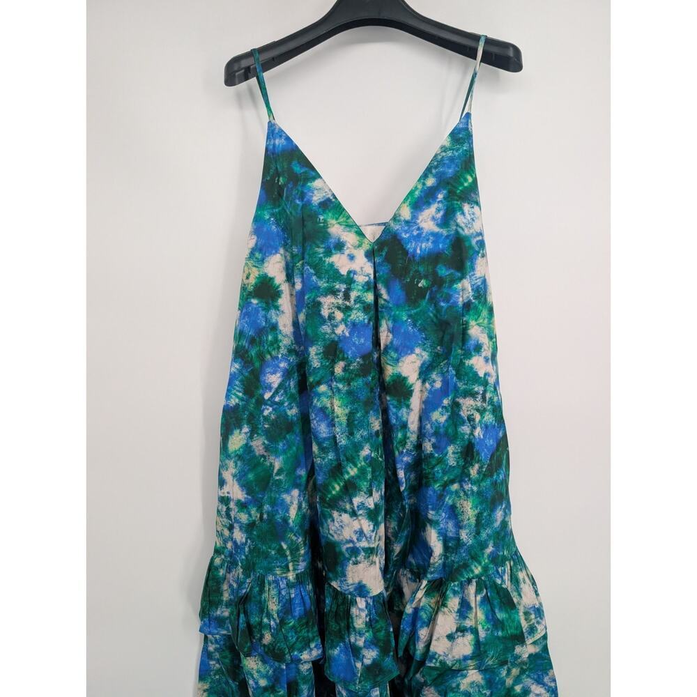 NWT Anthropologie Corey Lynn Calter V-Neck Ruffle Midi Dress Sz XS Blue #7C455 - Picture 3 of 7